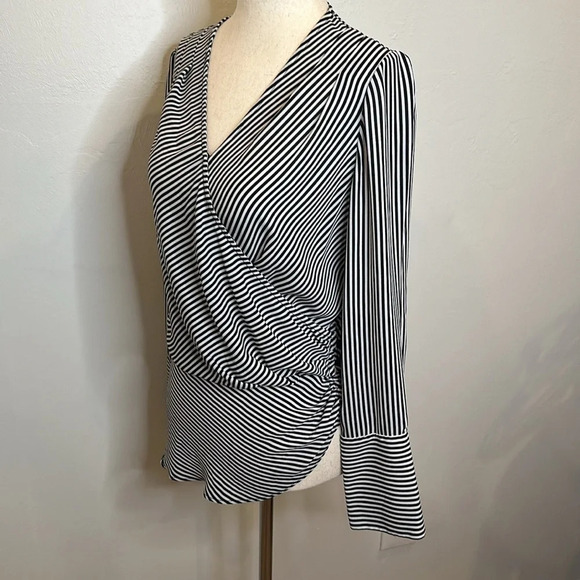 BADGLEY MISCHKA STRIPED WRAP BLOUSE - Picture 6 of 10